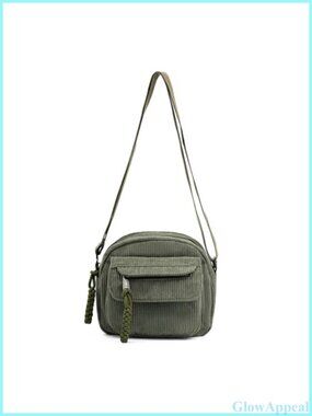 Corduroy Crossbody Bag Mini Shoulder Handbag Zipper Pocket Purse